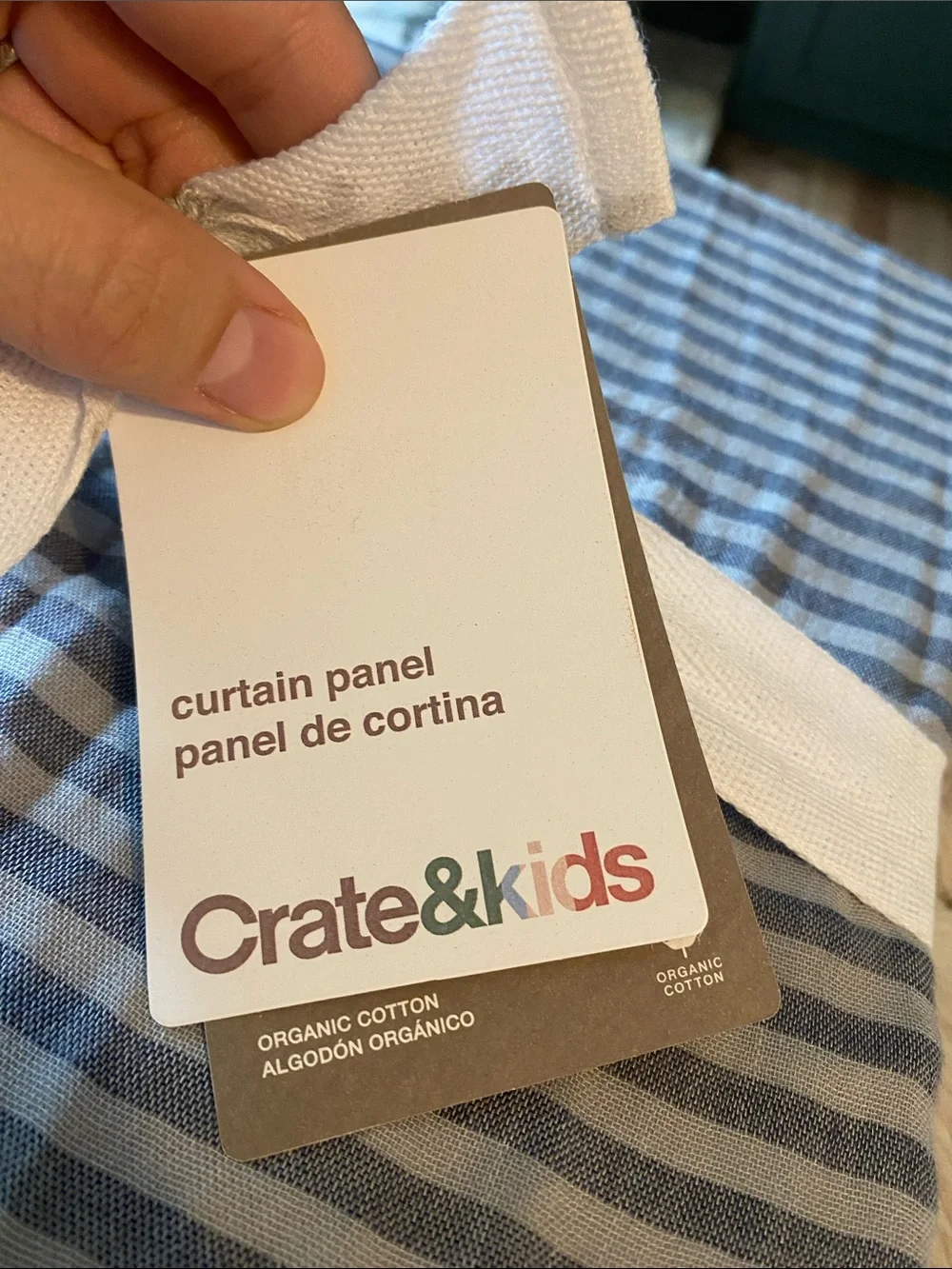 Crate&Barrel Gray Striped Sheer Curtain Panel
